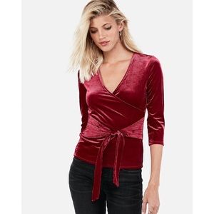 Express Velvet Wrap Top M - SILVER